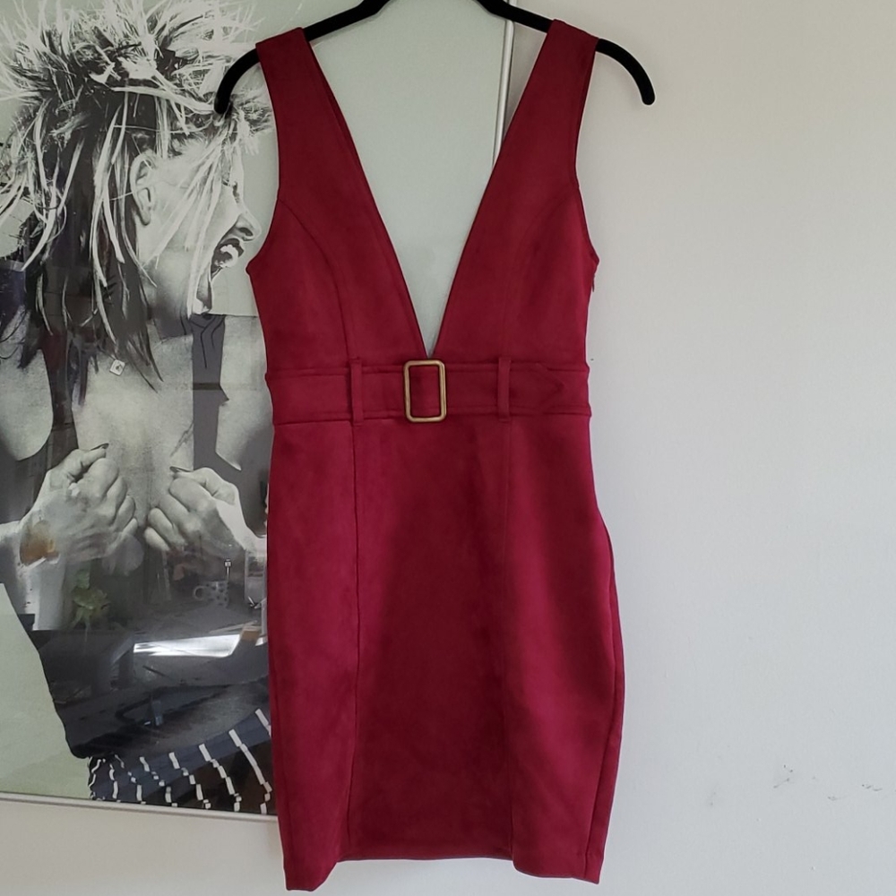 Forever 21 Suede V-Neck Belted Dress
